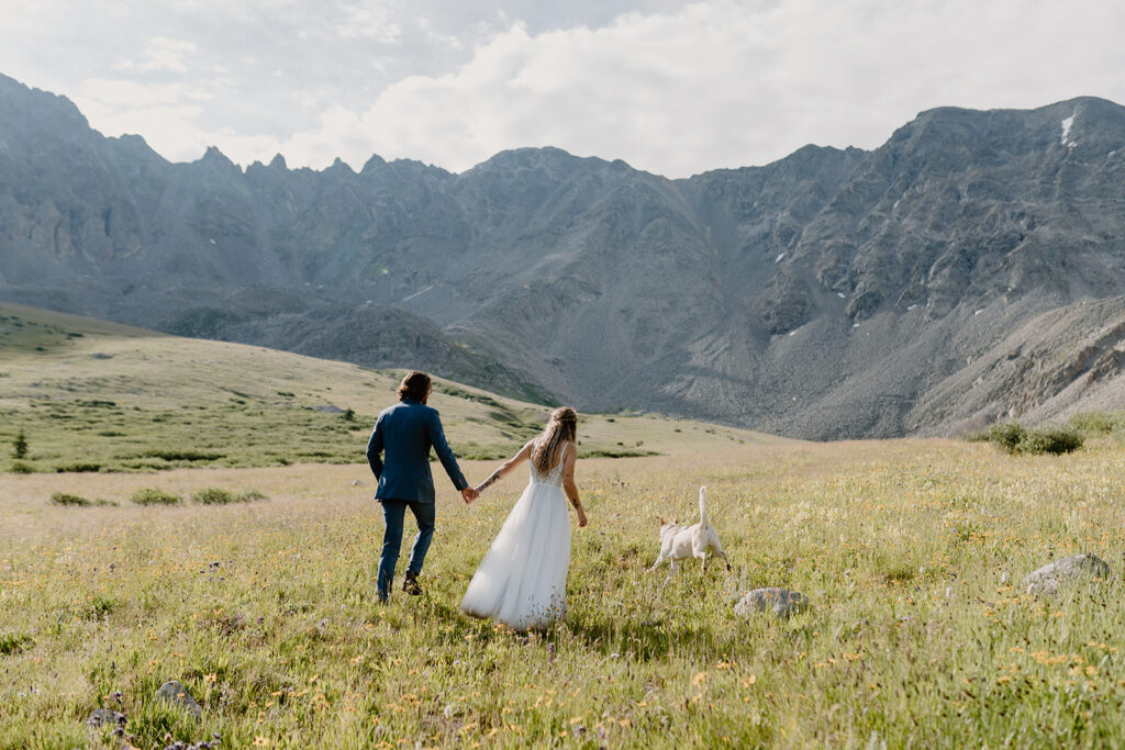 Bride and groom portraits in the mountains of Summit County, Colorado