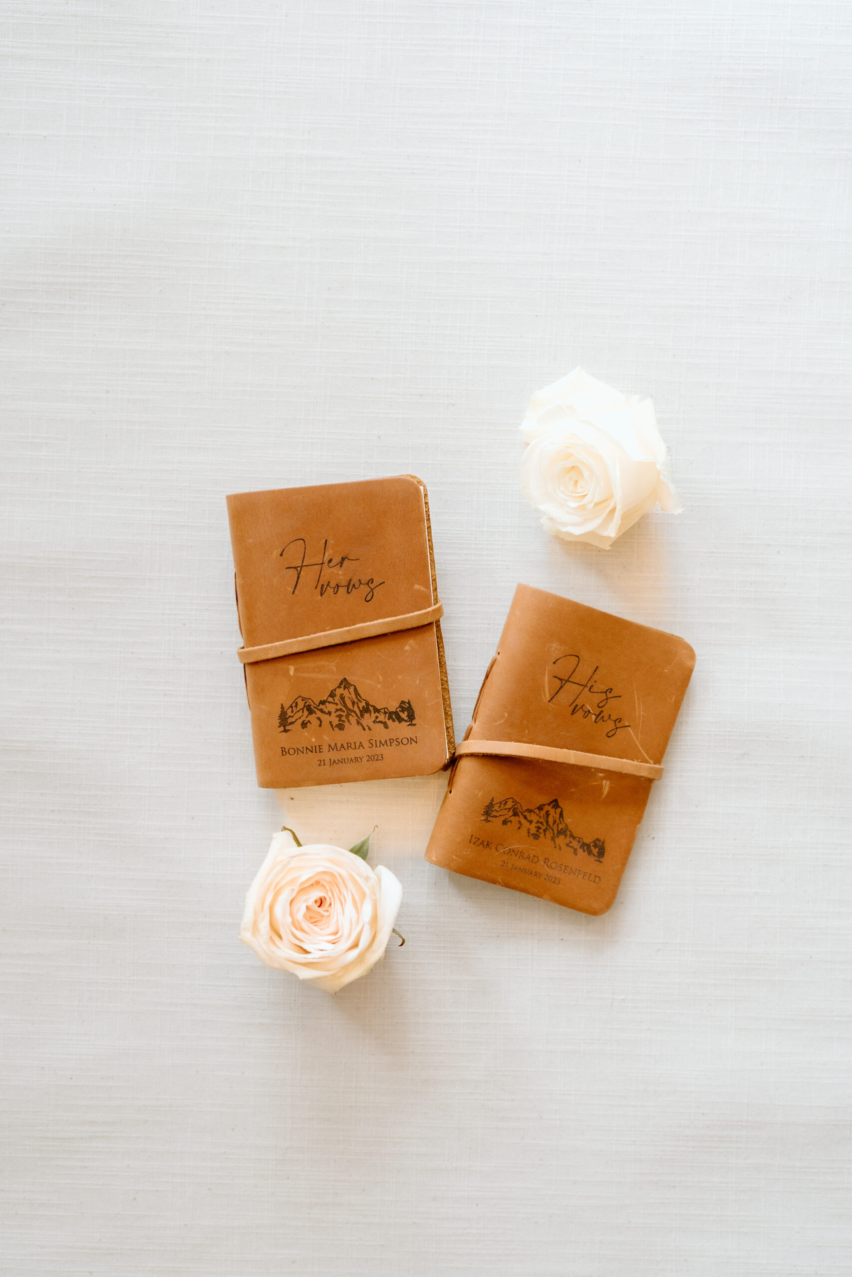 His and Hers leather wedding vow books