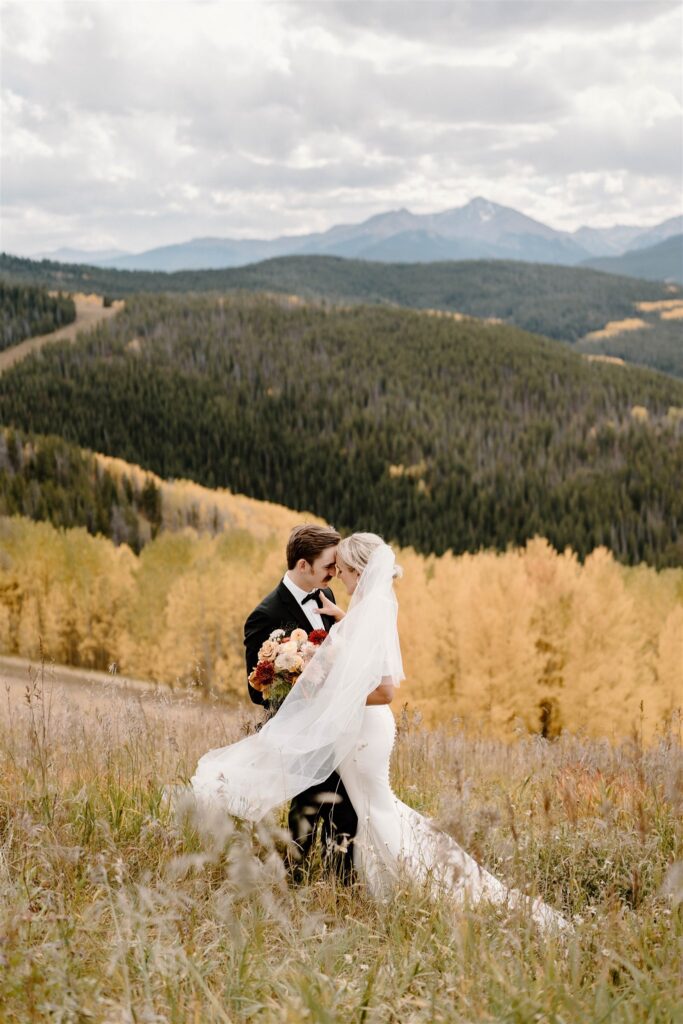 Vail wedding in Colorado surrounded by fall foliage