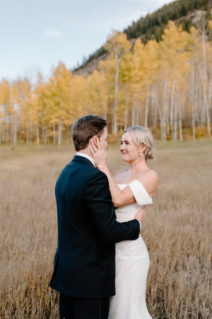 Vail wedding in Colorado surrounded by fall foliage