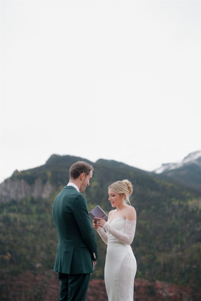 Couple reads their private vows at Gold Mountain Ranch overlooking Ouray