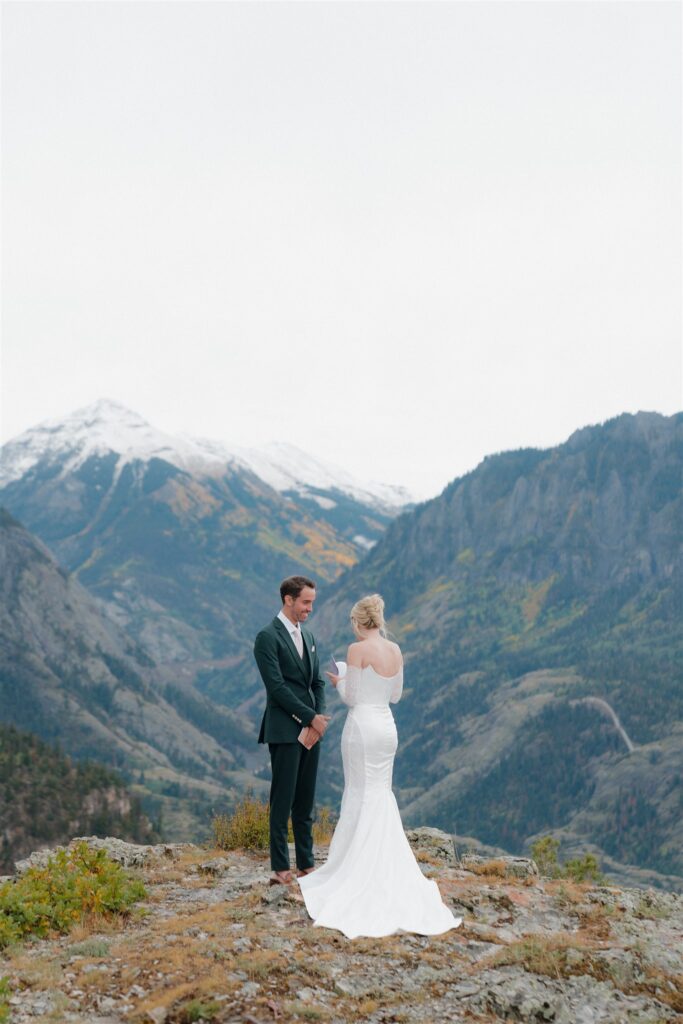 Couple reads their private vows at Gold Mountain Ranch overlooking Ouray