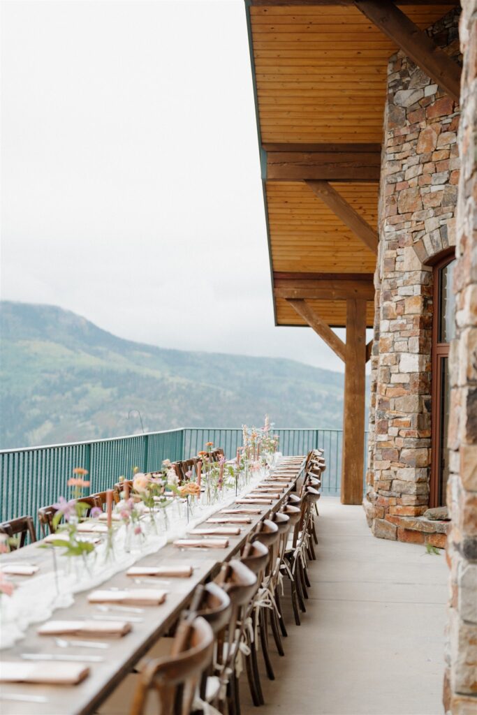 Wedding reception table decor at Gold Mountain Ranch