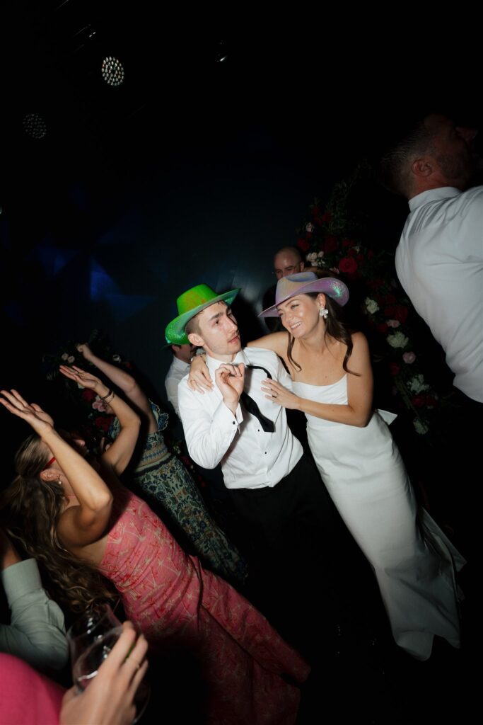 Wedding reception dance floor in the surf hotel