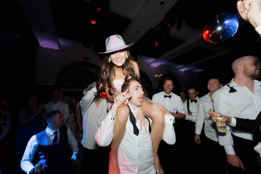 Wedding reception dance floor in the surf hotel