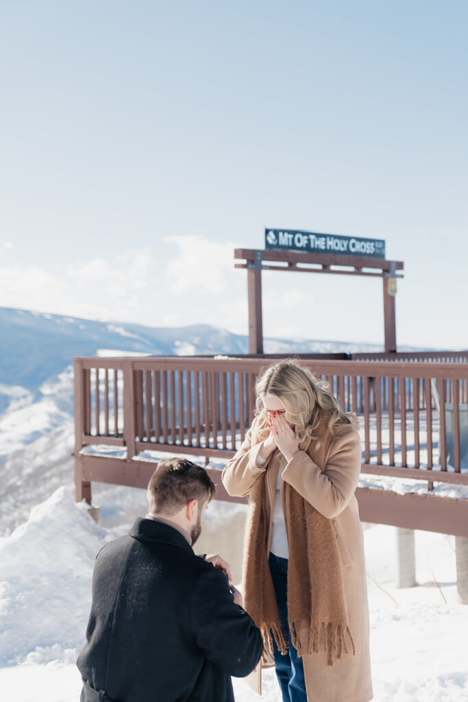 A snowy surprise proposal in Vail, Colorado