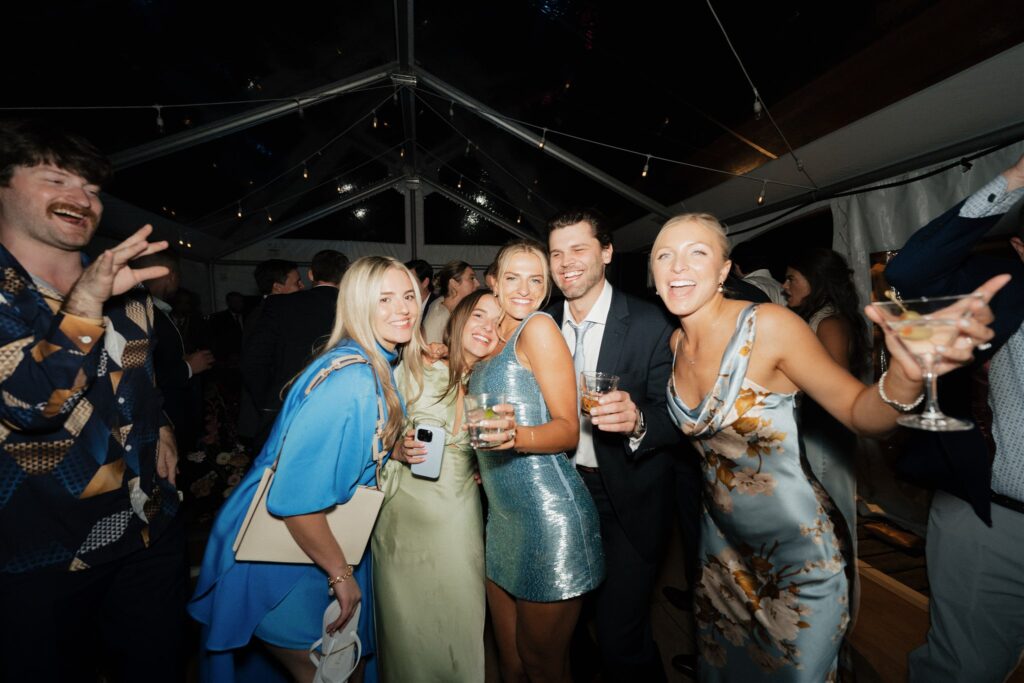 Beano's Cabin wedding reception with guests on the dance floor