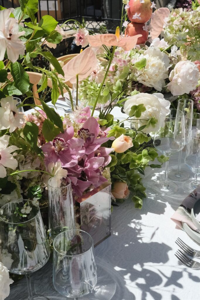 Greystone Castle wedding reception floral-forward table decor 