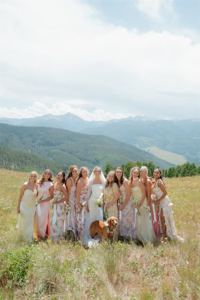 Colorado summer wedding photos of bridesmaids