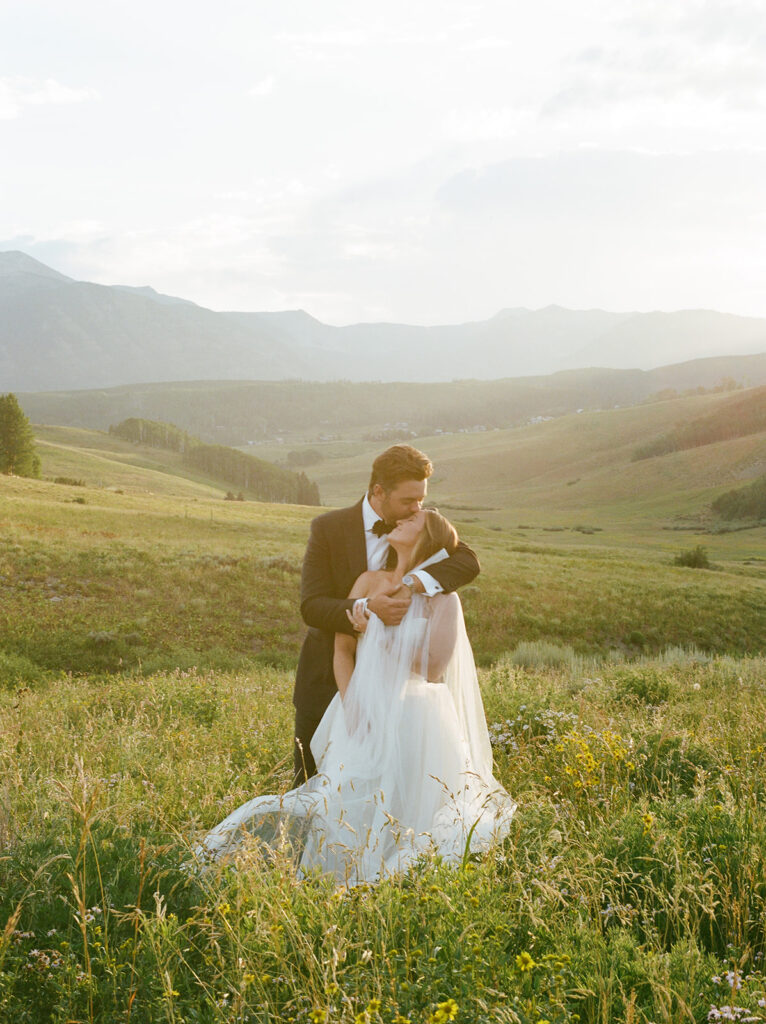 Mountain Wedding Garden bride and groom portraits