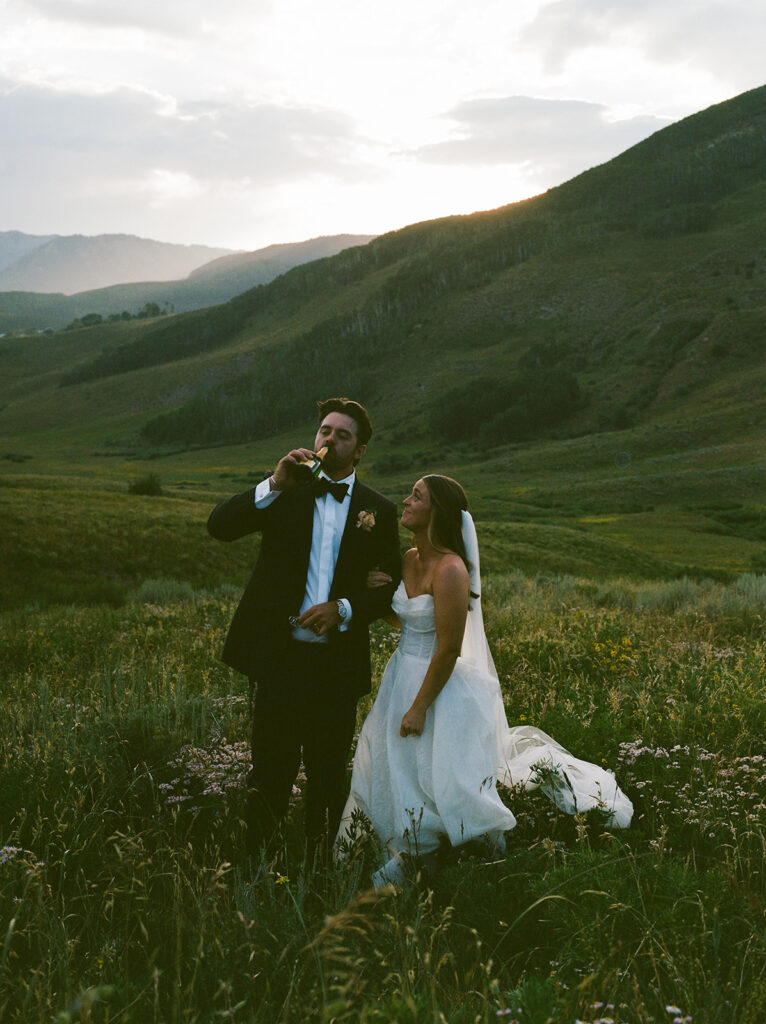 Mountain wedding photos on film