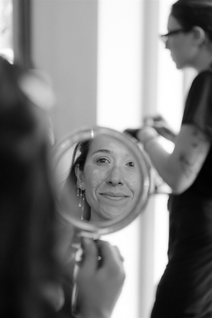 Bride getting ready for a non-venue wedding in Colorado