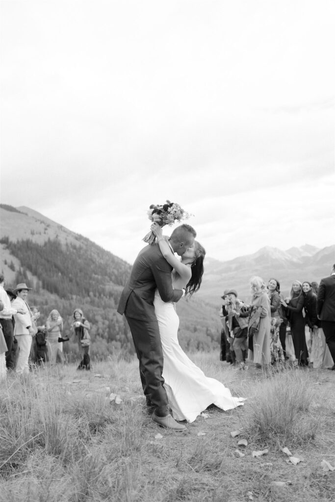 A non-venue wedding ceremony surrounded by the San Juan Mountains in Telluride
