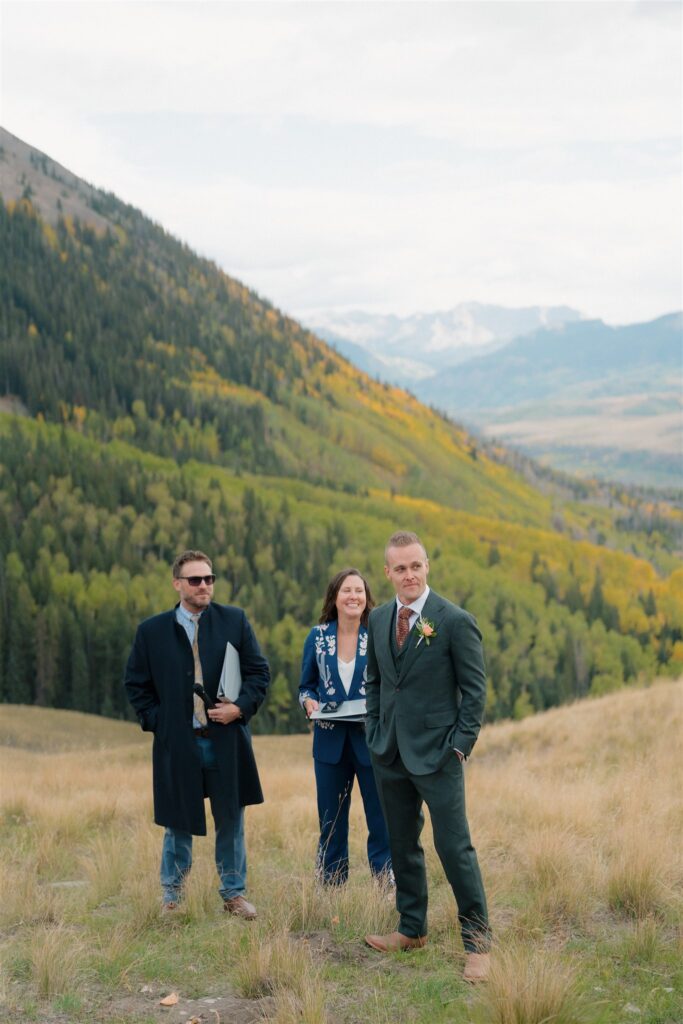 A non-venue wedding ceremony surrounded by the San Juan Mountains in Telluride