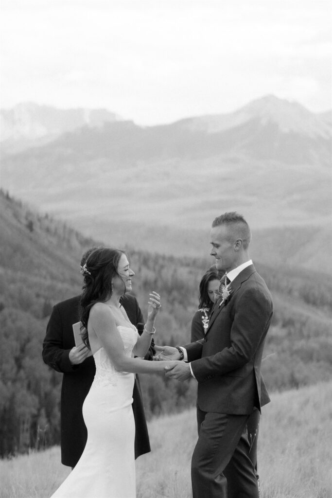 A non-venue wedding ceremony surrounded by the San Juan Mountains in Telluride
