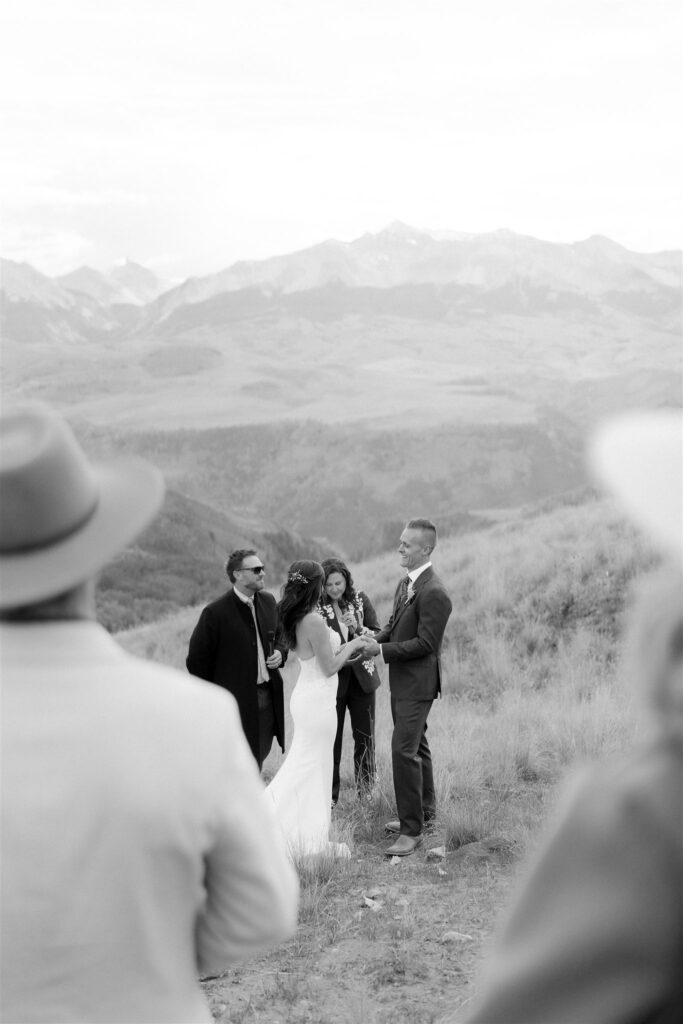 A non-venue wedding ceremony surrounded by the San Juan Mountains in Telluride
