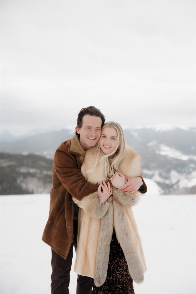 Cold and snowy engagement photos on Vail Mountain