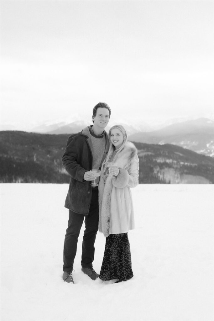 Cold and snowy engagement photos on Vail Mountain