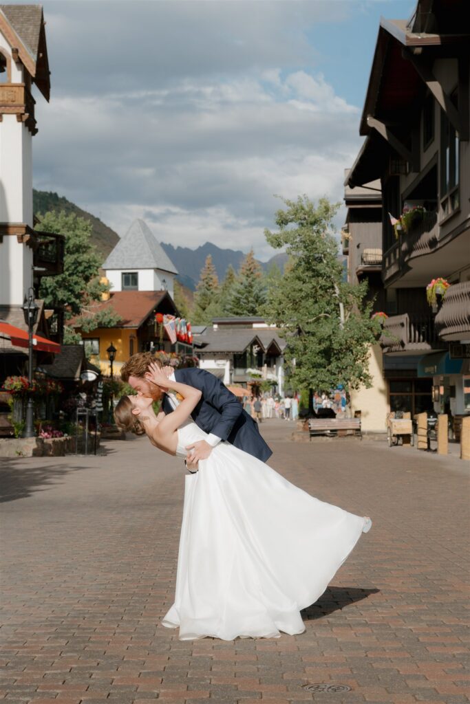 Vail Village bride and groom photos