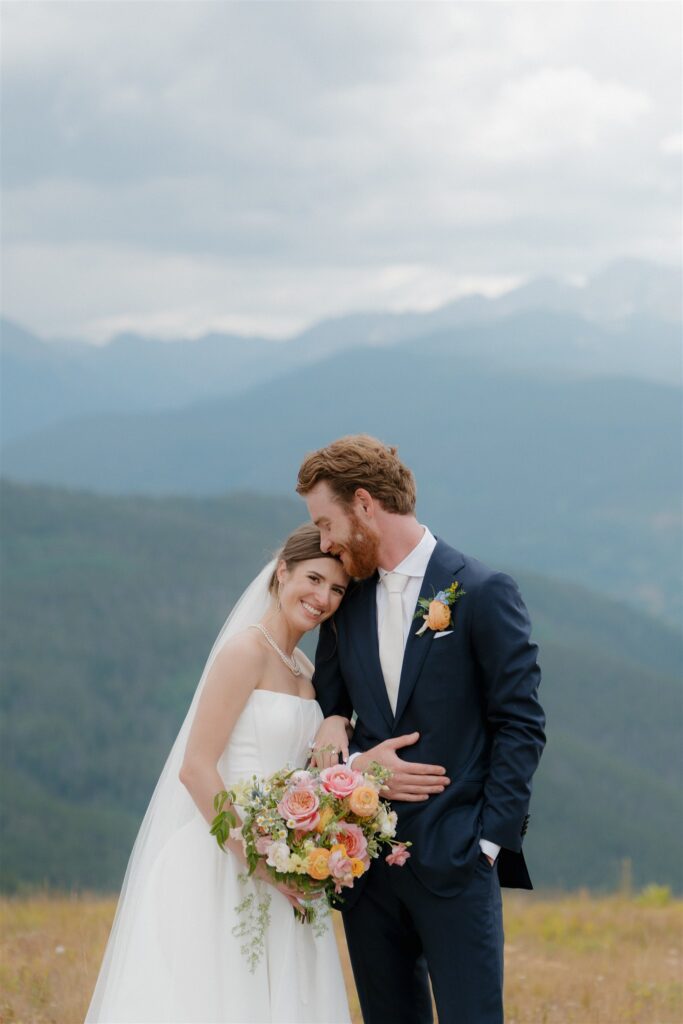 Vail mountain bride and groom portraits