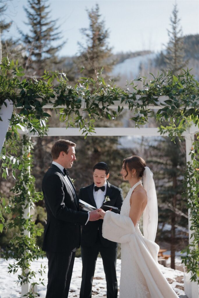 Sunny Colorado winter wedding ceremony