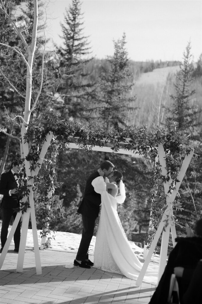 Sunny Colorado winter wedding ceremony