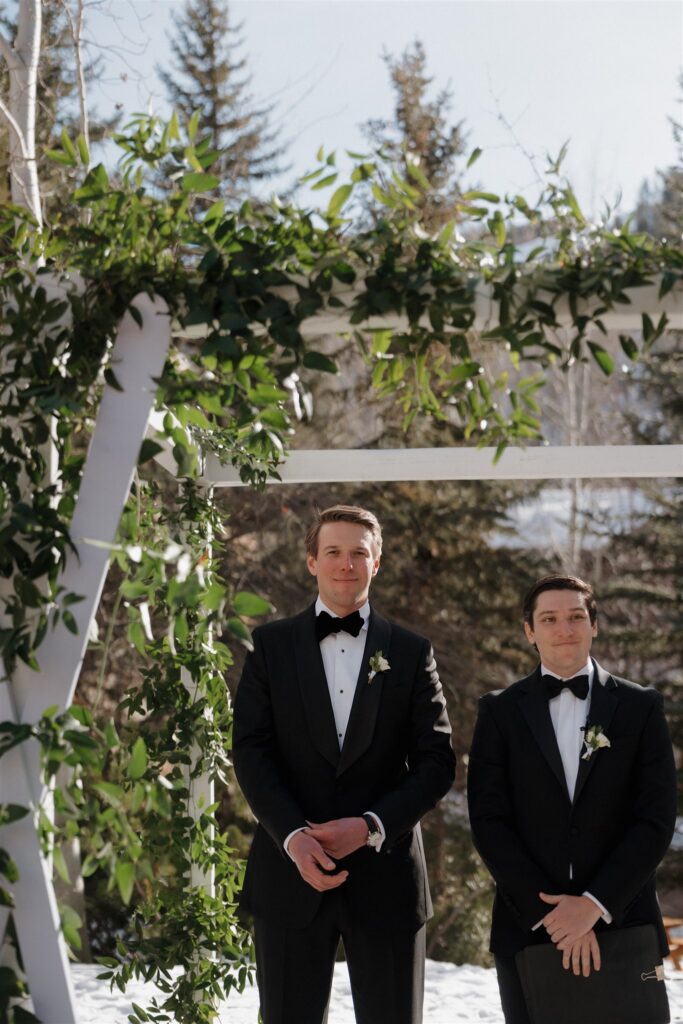 Sunny Colorado winter wedding ceremony