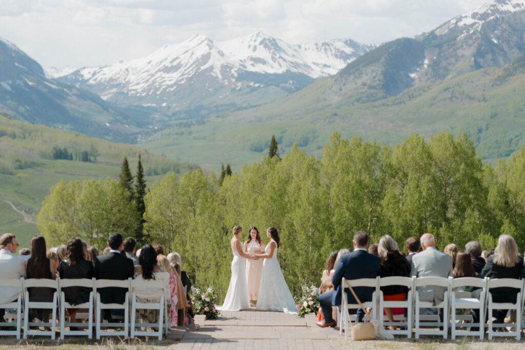 Brides standing at the alter on their wedding day in Crested Butte Colorado