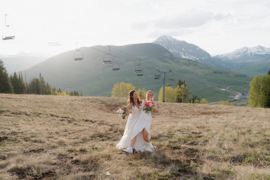 Golden hour wedding portraits in Crested Butte Colorado