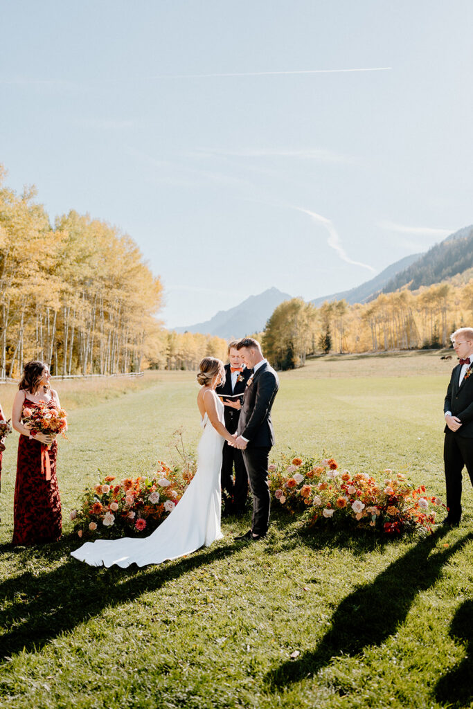 Fall Aspen mountain wedding ceremony in Colorado