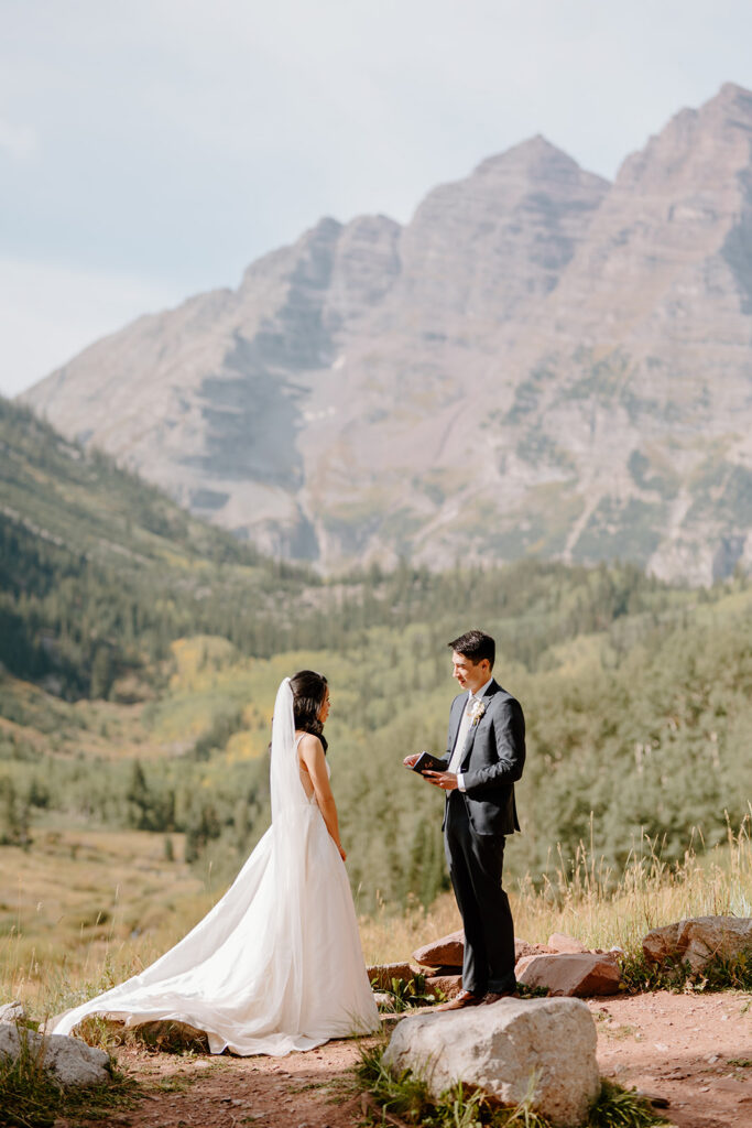 Aspen wedding ceremony at Maroon Bells Amphitheatre