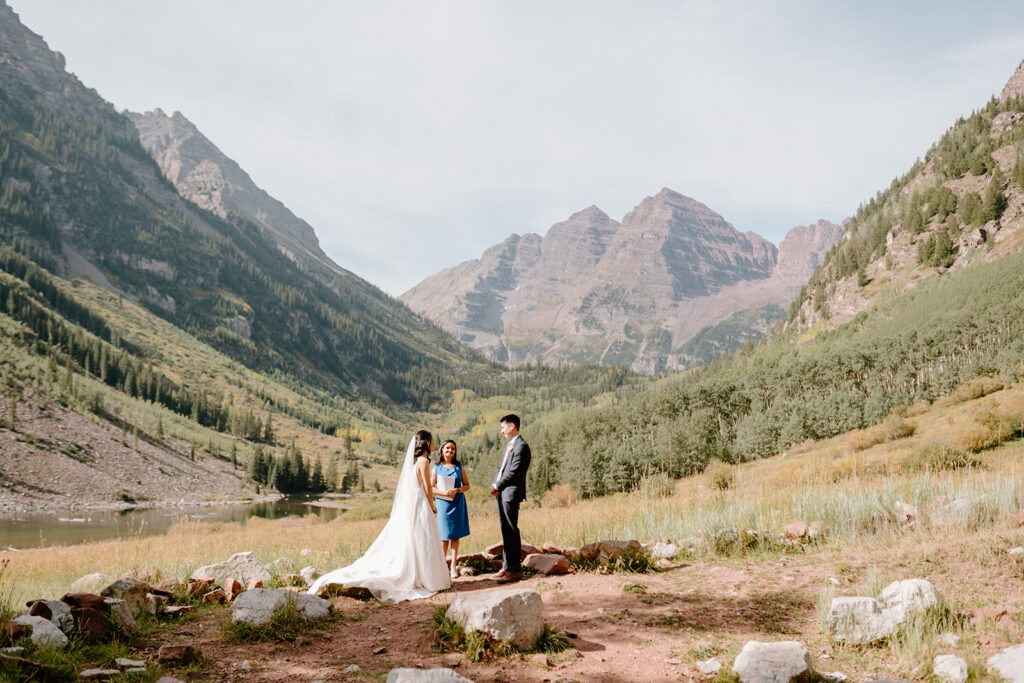 Aspen wedding ceremony at Maroon Bells Amphitheatre