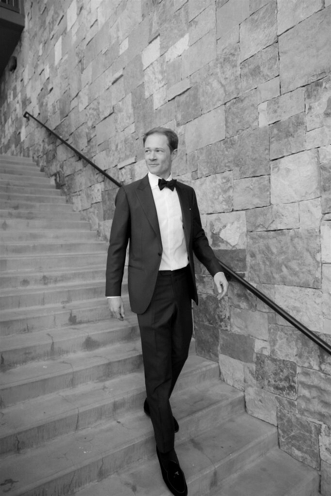 Groom getting ready for a Vail Chapel wedding ceremony