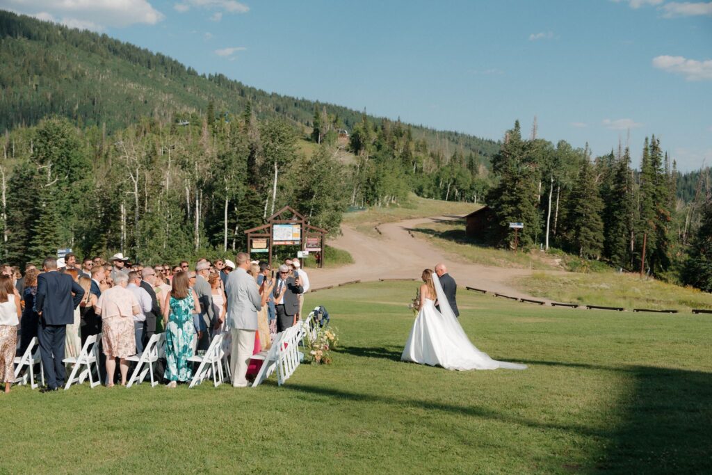 Mountaintop wedding ceremony at Steamboat Resort in Colorado